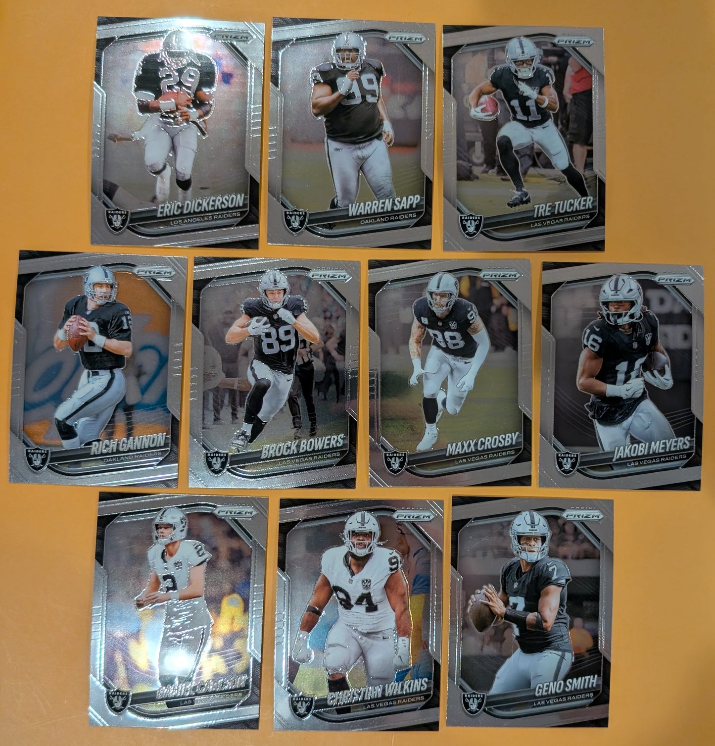 2025 Panini Prizm Team Pack Las Vegas Raiders Brock Bowers Maxx Crosby