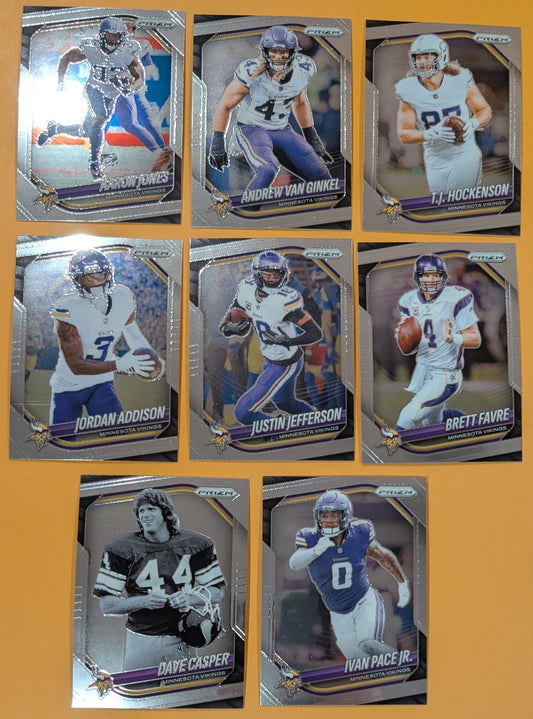 2025 Panini Prizm Team Pack Minnesota Vikings Justin Jefferson Addison Favre hockenson
