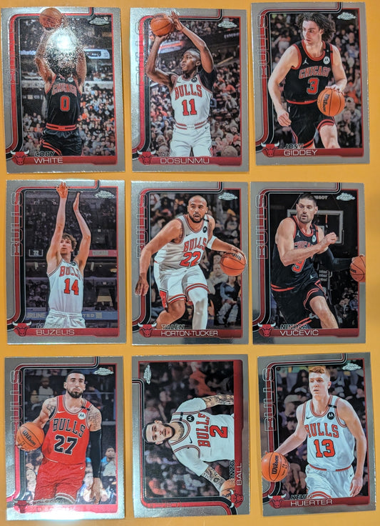 2025-2026 Topps Chrome NBA Basketball Card Veteran Pack Chicago Bulls Lonzo Ball Giddey