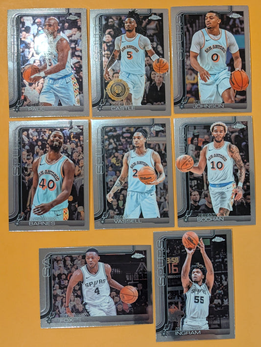 2025-2026 Topps Chrome NBA Basketball Card Veteran Pack San Antonio Spurs Castle