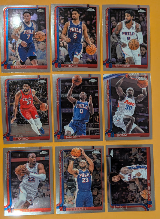 2025-2026 Topps Chrome NBA Basketball Card Veteran Pack Philadelphia 76ers Maxey Embiid