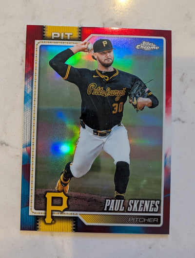 2026 Topps Chrome Paul Skenes Red White & Blue (RWB) Refractor #150