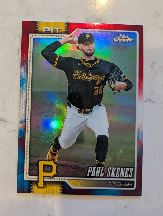 2026 Topps Chrome Paul Skenes Red White & Blue (RWB) Refractor #150
