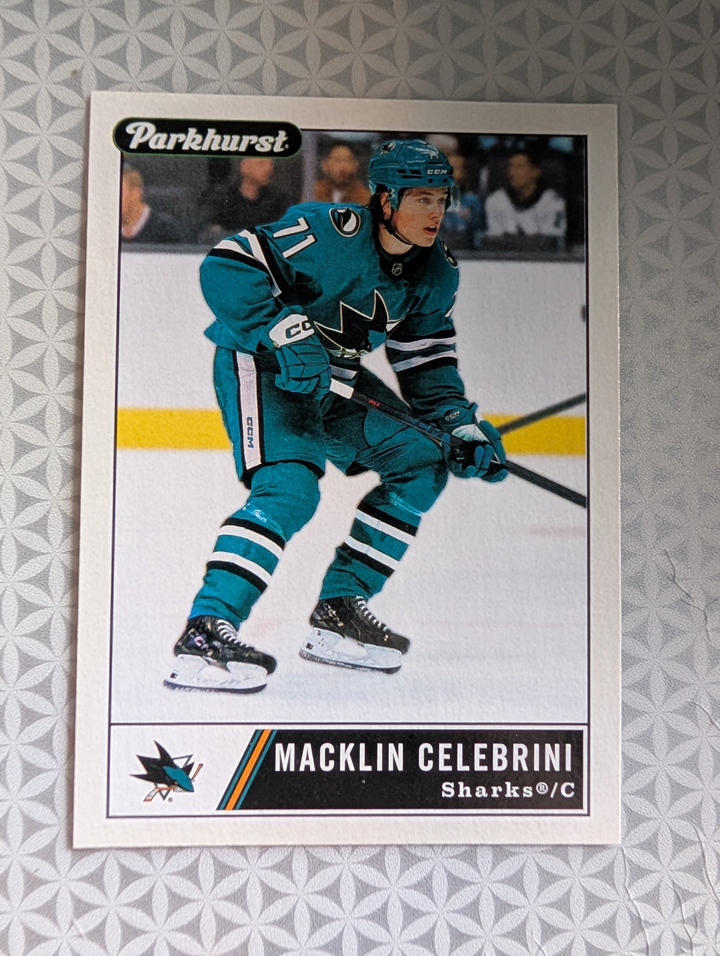 2025-26 Parkhurst 1954-55 Retros Card Gum Back Macklin Celebrini #28 /299 - San Jose Sharks