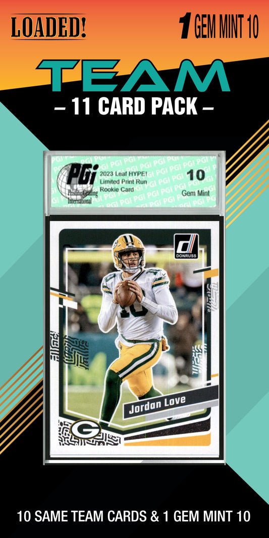 NFL 10 Card Graded Green Bay Packers Pack