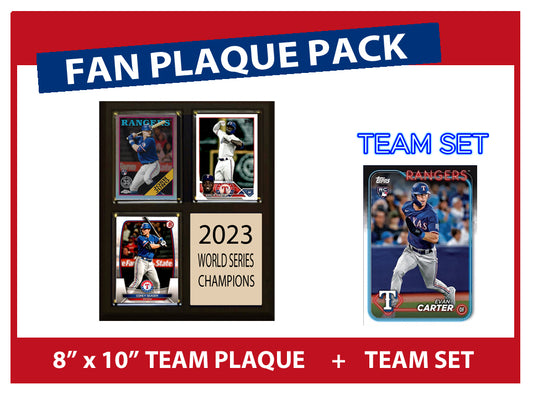 Texas Rangers Fan Plaque Pack 2023 World Series + 2024 Topps Team Set