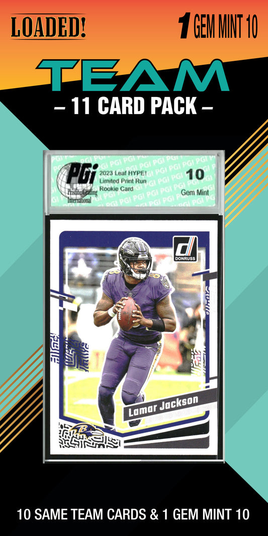 NFL 10 Card Graded Baltimore Ravens Pack