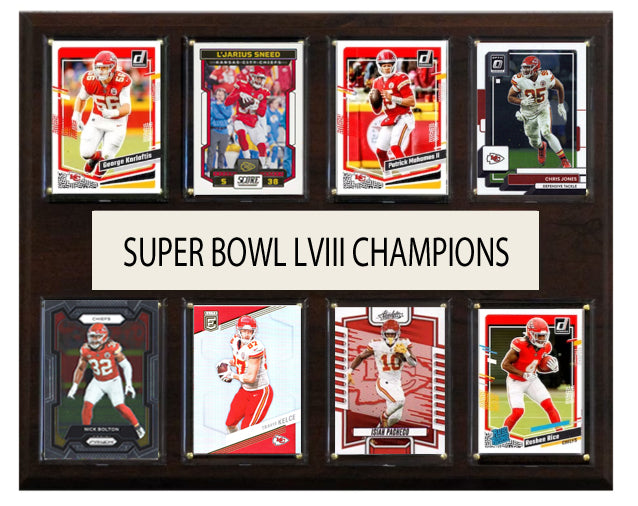 Super Bowl LVIII 58 Champions Kansas City Chiefs 12x15 8 Card Plaque Mahomes