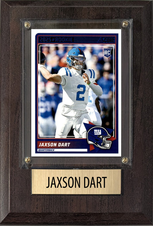 Jaxson Dart New York Giants RC 2025 Ole Miss Score 4x6 Gift Plaque