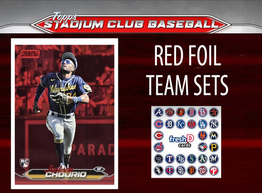 2024 Topps Stadium Club RED FOIL Team Set (9) Milwaukee Brewers Chourio RC 184 Yount