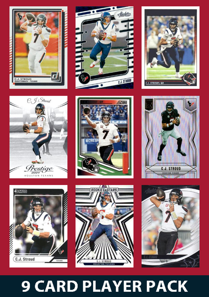 CJ Stroud 9 Card Player Pack  2024 2025 Donruss Panini Score Houston Texans