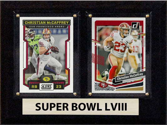 Super Bowl LVIII 2023 NFL Donruss Christian McCaffrey 49ers 2 Card Plaque 6x8
