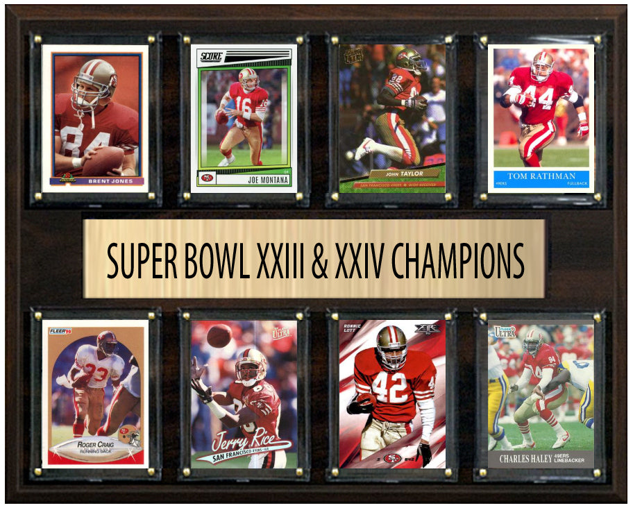 San Francisco 49ers Super Bowl XXIII, XXIV Champions 12" x 15" Eight-Card Montana Rice