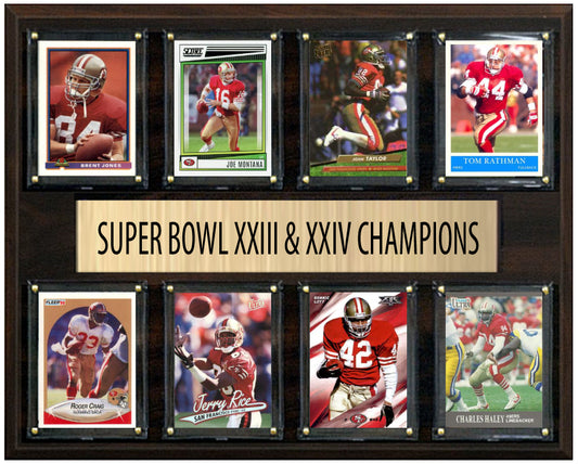 San Francisco 49ers Super Bowl XXIII, XXIV Champions 12" x 15" Eight-Card Montana Rice