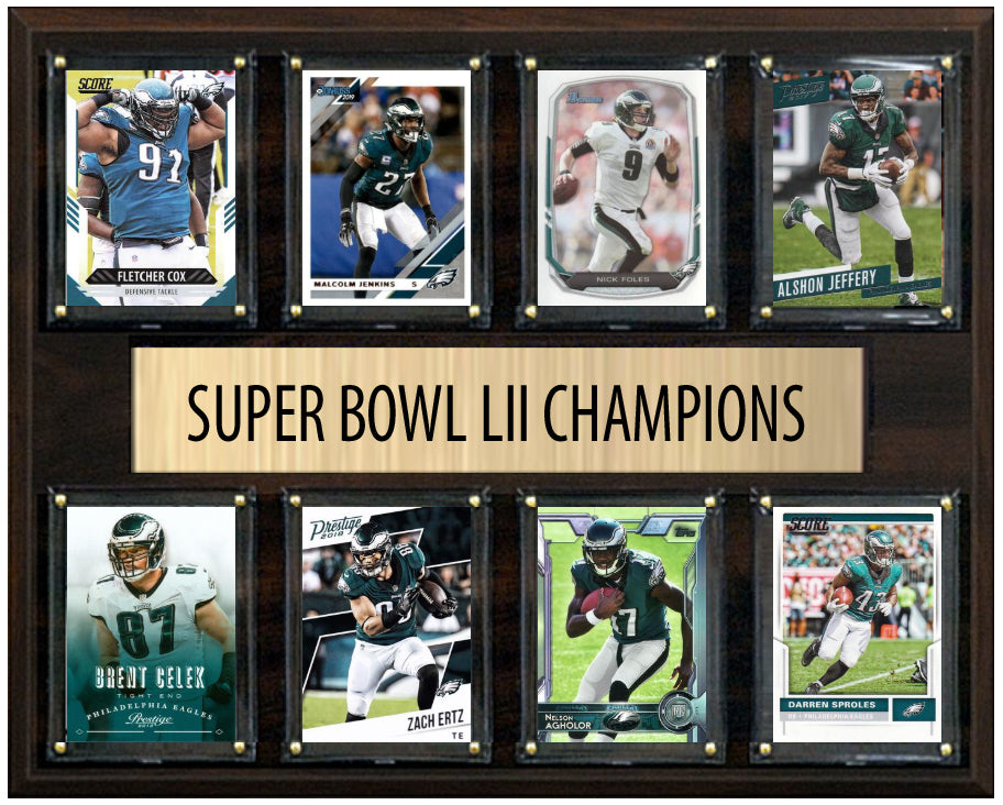 Philadelphia Eagles Super Bowl LV 52 Champions 12" x 15" Eight-Card Plaque Nick Foles Donruss