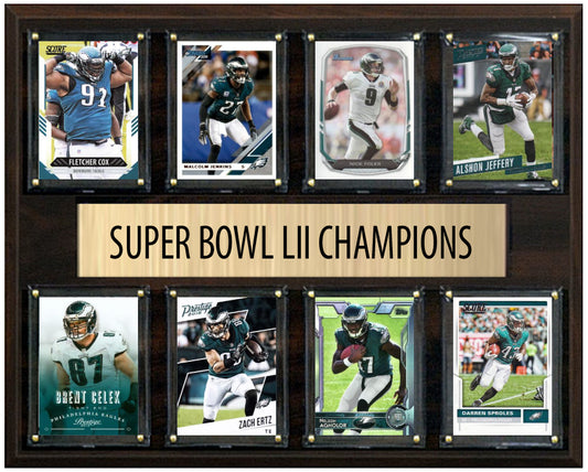 Philadelphia Eagles Super Bowl LV 52 Champions 12" x 15" Eight-Card Plaque Nick Foles Donruss