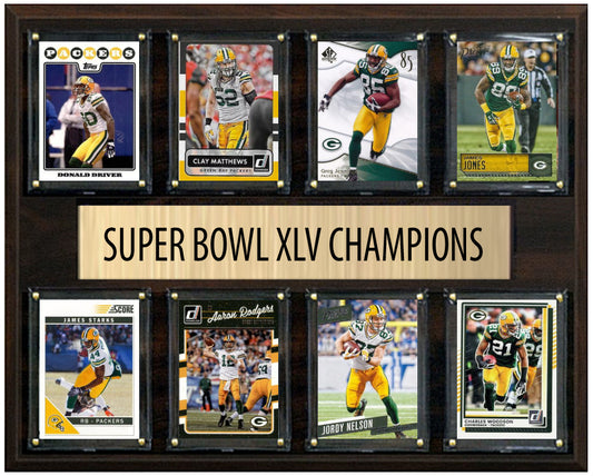 Green Bay Packers Super Bowl XLVI 45 Champions 12" x 15" Eight-Card Plaque Aaron Rodgers Donruss Topps