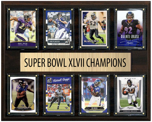 Baltimore Ravens Super Bowl XLVII 47 Champions 12" x 15" Eight-Card Plaque Ray Lewis Donruss Topps