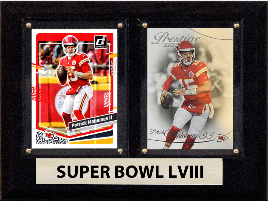 Super Bowl LVIII Patrick Mahomes Kansas City Chiefs 2023 2 Card Plaque