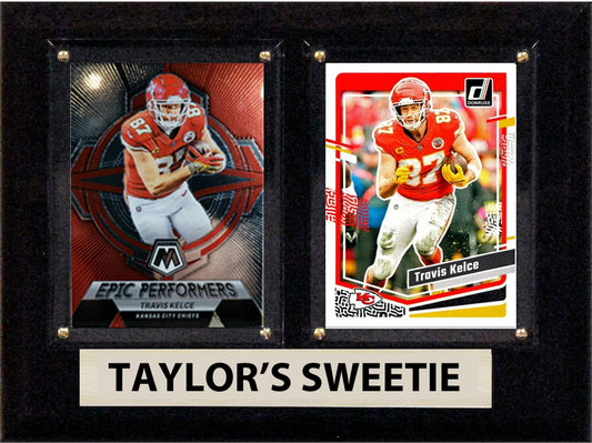 Travis Kelce 'Taylor's Sweetie' 2023 NFL Donruss 2 Card Plaque 6x8