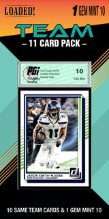 NFL Seattle Seahawks Trading Card Pack — 11 Cards with 1 Graded Slab