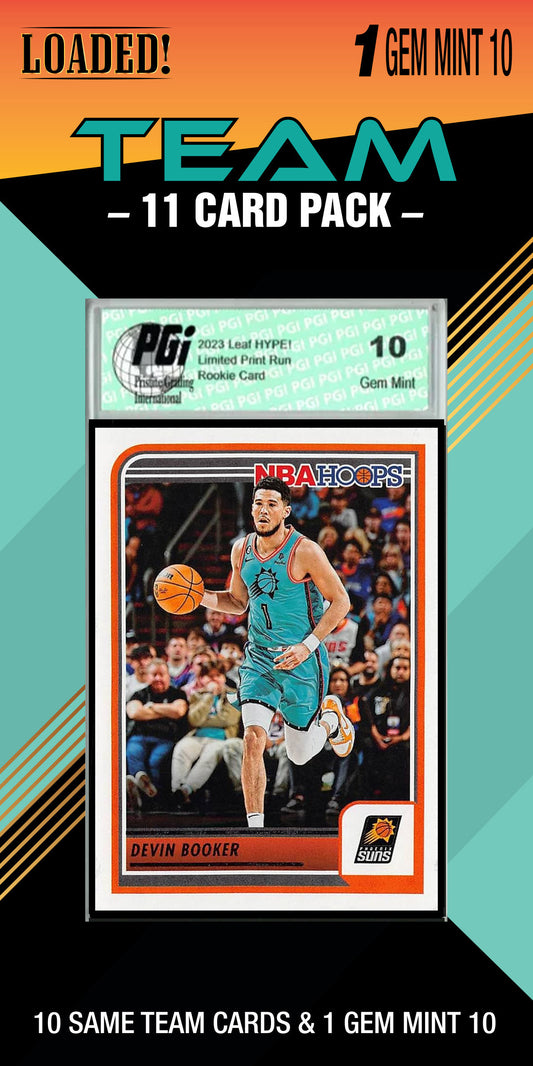 NBA Phoenix Suns Trading Card Pack — 11 Cards with 1 Graded Slab