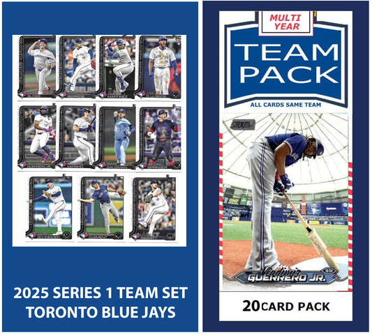 Multiyear Toronto Blue Jays 20 Card Team Pack 2024 2023 2022 + 2025 Topps Series 1  Toronto Blue Jays - 11 Cards - Baseball Card Team Set Vladimir Guerrero Jr. George Springer Gausman Orelvis Martinez RC