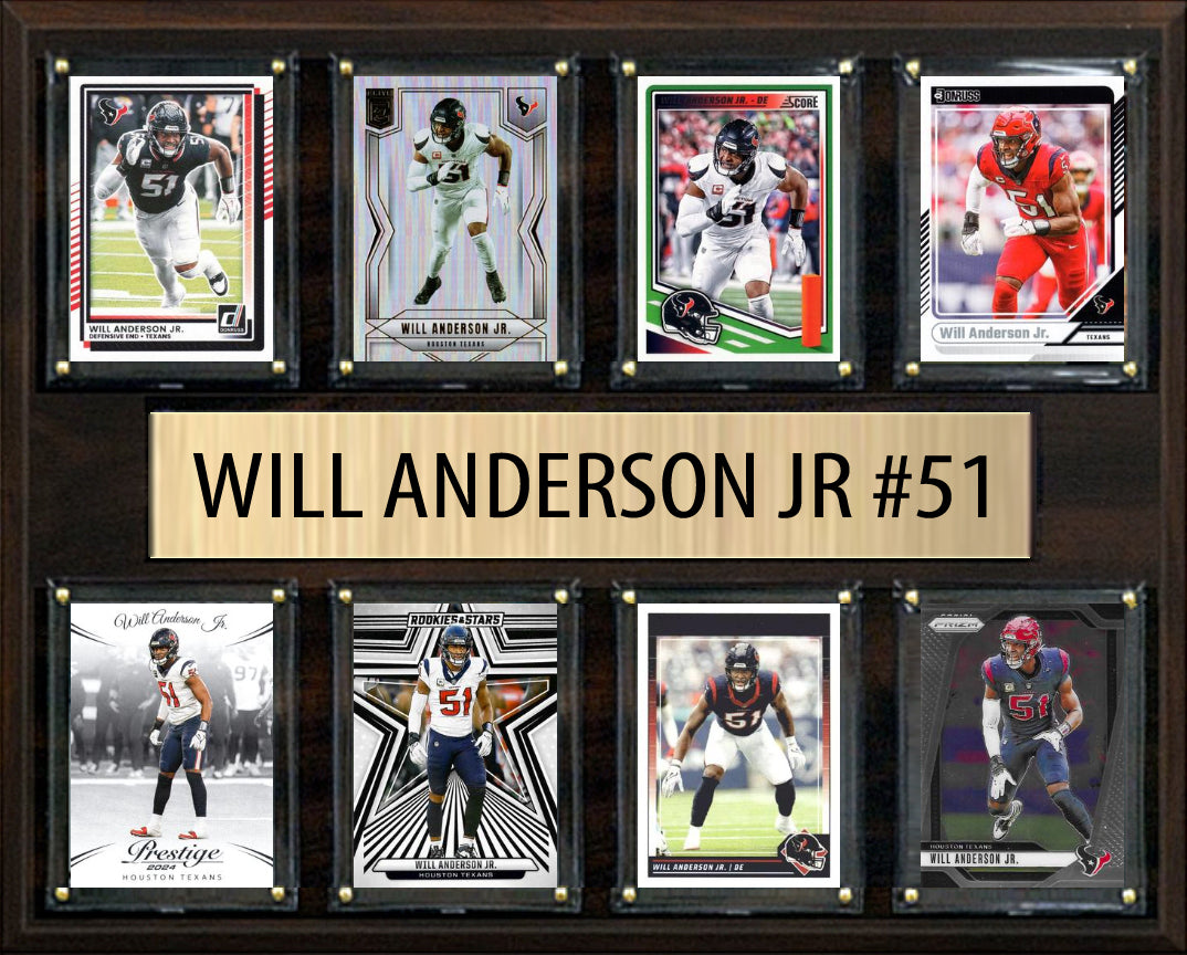 WIll Anderson Jr Houston Texans Plaque 8 Cards 2025 2024 Donruss Prizm SCORE Mosaic 12x15