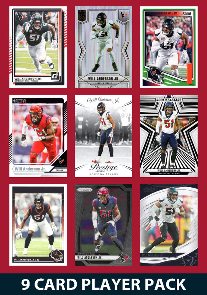 Will Anderson Jr 9 Card Player Pack  2024 2025 Donruss Panini Score Houston Texans
