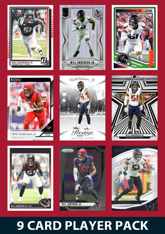 Will Anderson Jr 9 Card Player Pack  2024 2025 Donruss Panini Score Houston Texans