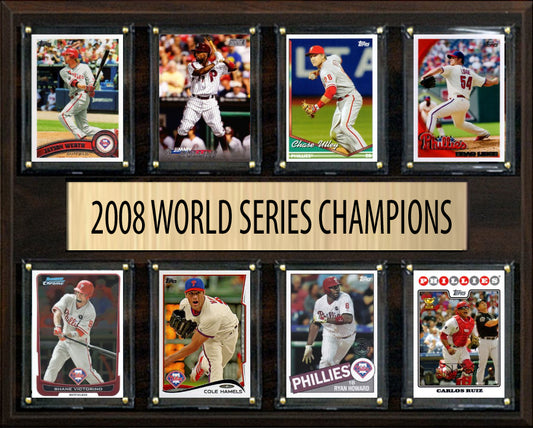 Philadelphia Phillies 2008 World Series Plaque 8 Cards Topps Bowman Rollins Utley Hamels