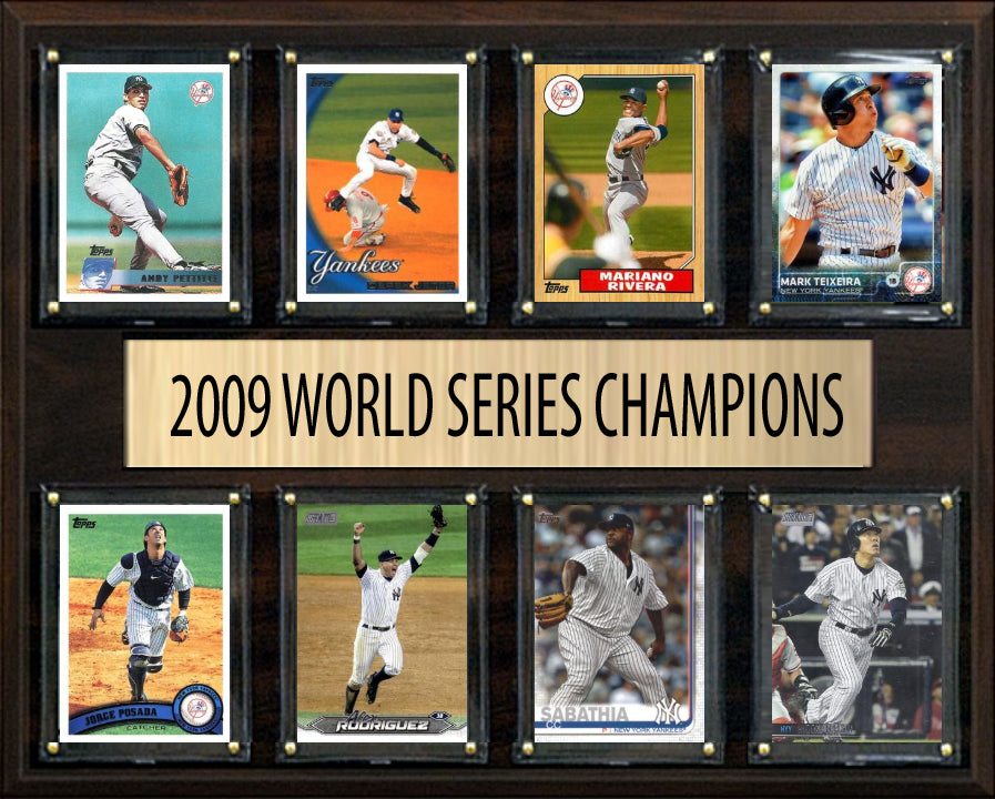 New York Yankees 2009 World Series Plaque 8 Cards Topps Bowman Jeter Rivera Posada Pettite