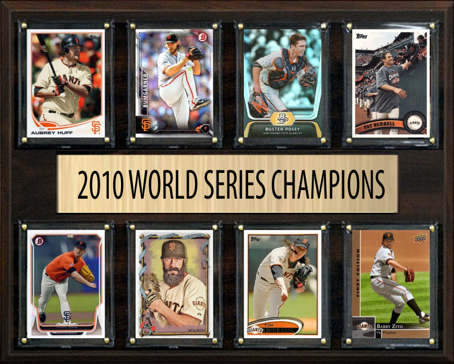 San Francisco Giants 2010 World Series Plaque 8 Cards Topps Bowman Posey Lincecum