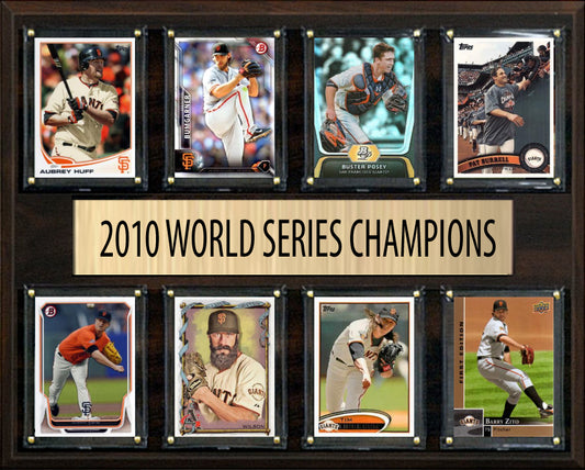 San Francisco Giants 2010 World Series Plaque 8 Cards Topps Bowman Posey Lincecum