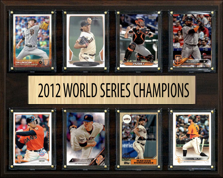 San Francisco Giants 2012 World Series Plaque 8 Cards Topps Bowman Posey Lincecum