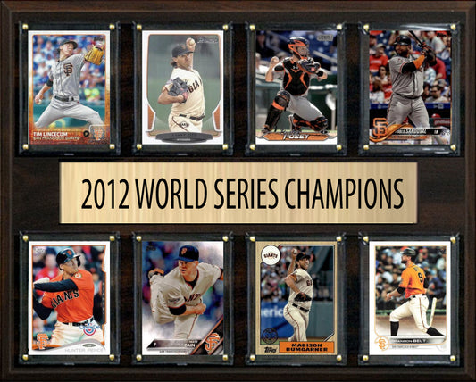 San Francisco Giants 2012 World Series Plaque 8 Cards Topps Bowman Posey Lincecum