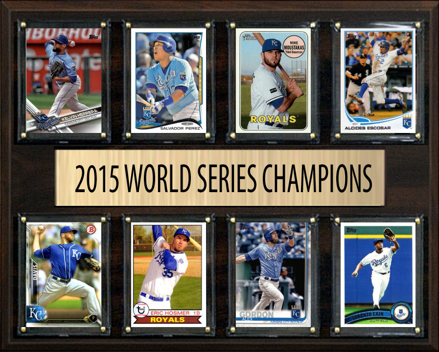 Kansas City Royals 2015 World Series Plaque 8 Cards Topps Bowman Perez Gordon Hosmer Moustakas