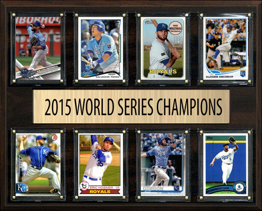 Kansas City Royals 2015 World Series Plaque 8 Cards Topps Bowman Perez Gordon Hosmer Moustakas