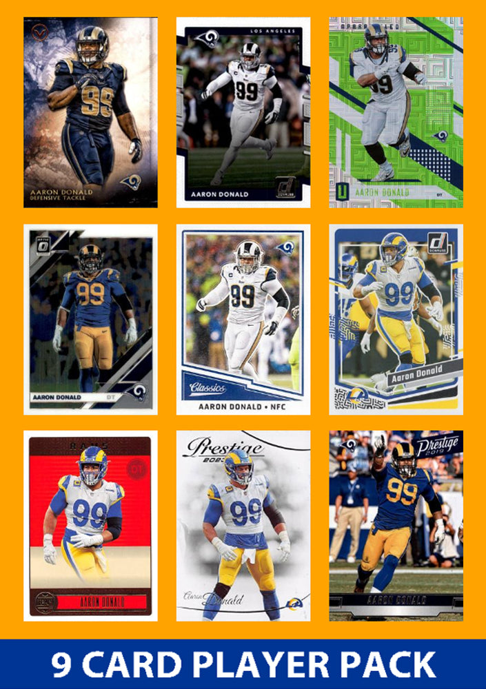 Aaron Donald 9 Card Player Pack 2023 2024 2025  Donruss Panini Score LA Rams plaque