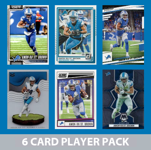 Amon-Ra St Brown 6 Card Player Pack 2023  2024 2025 Donruss Panini Score Detroit Lions