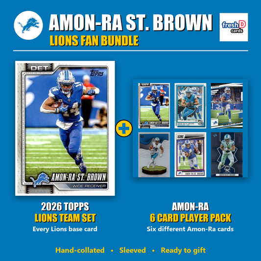 Amon-Ra St. Brown Detroit Lions Football Fan Bundle - 2026 Topps Team Set + 6 Card Player Pack