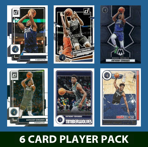 Anthony Edwards 6 Card Player Pack 2023-24 Hoops Panini Minnesota Timberwolves
