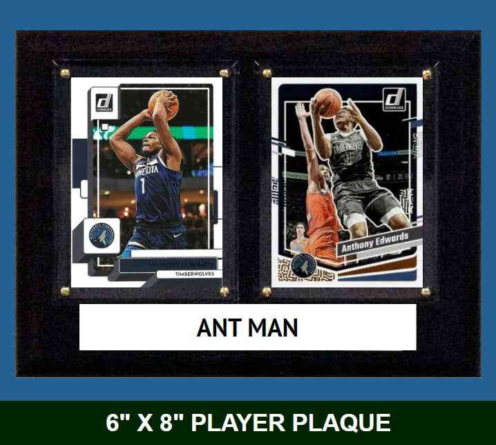 Anthony Edwards Ant-Man Nickname TimberWolves 2023 2024 Donruss Hoops Card Plaque 6x8 hand-collated team set