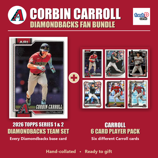 Corbin Carroll Arizona Diamondbacks Baseball Fan Bundle - 2026 Topps Series 1 & 2 Team Set + 6 Card Player Pack