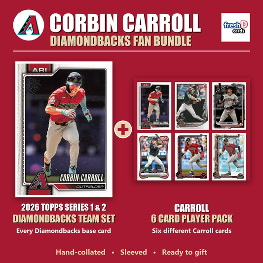 Corbin Carroll Arizona Diamondbacks Baseball Fan Bundle - 2026 Topps Series 1 & 2 Team Set + 6 Card Player Pack