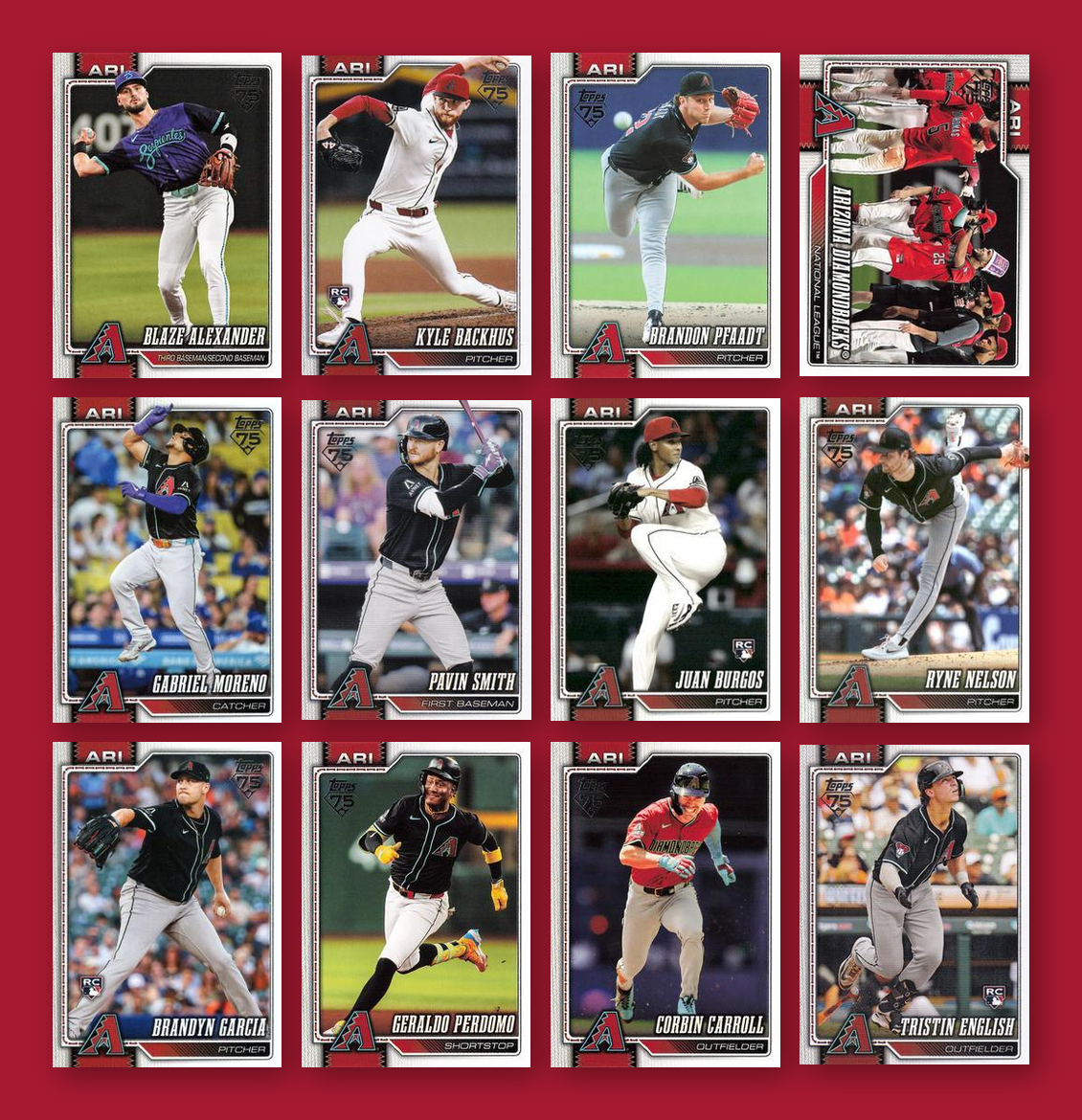2026 Topps Series 1 & 2 Baseball Team Set 25 Cards Arizona Diamondbacks Carroll Marte