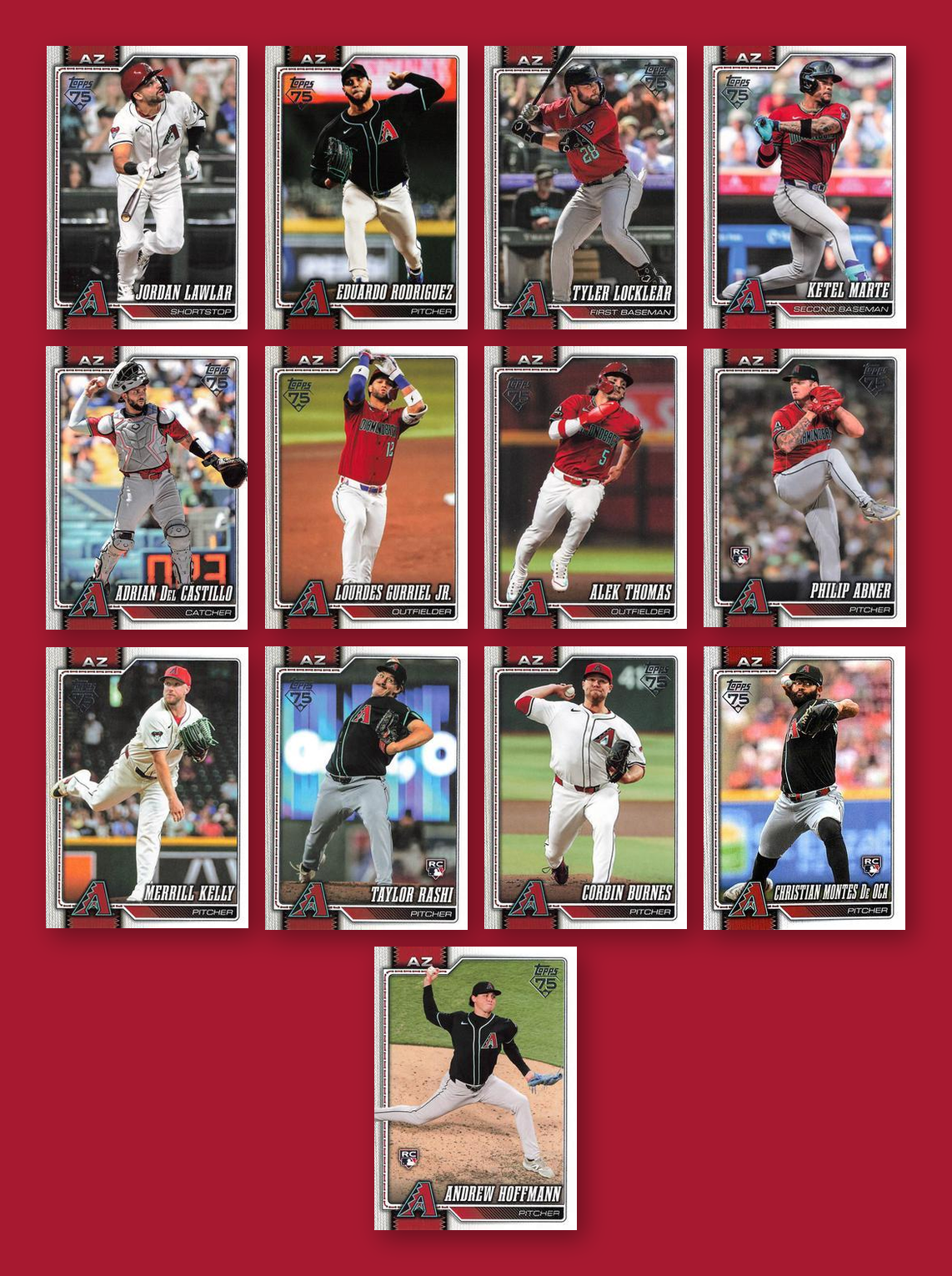 2026 Topps Series 1 & 2 Baseball Team Set 25 Cards Arizona Diamondbacks Carroll Marte