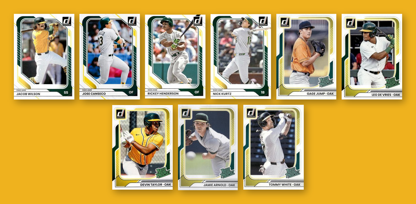 2026 Donruss Baseball Team Set 9 Cards Oakland A's Kurtz Henderson
