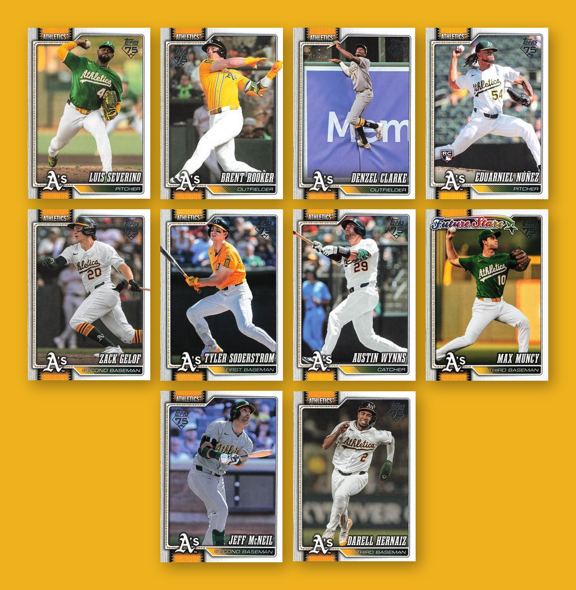 2026 Topps Series 1 & 2 Baseball Team Set 24 Cards Athletics Rooker Butler