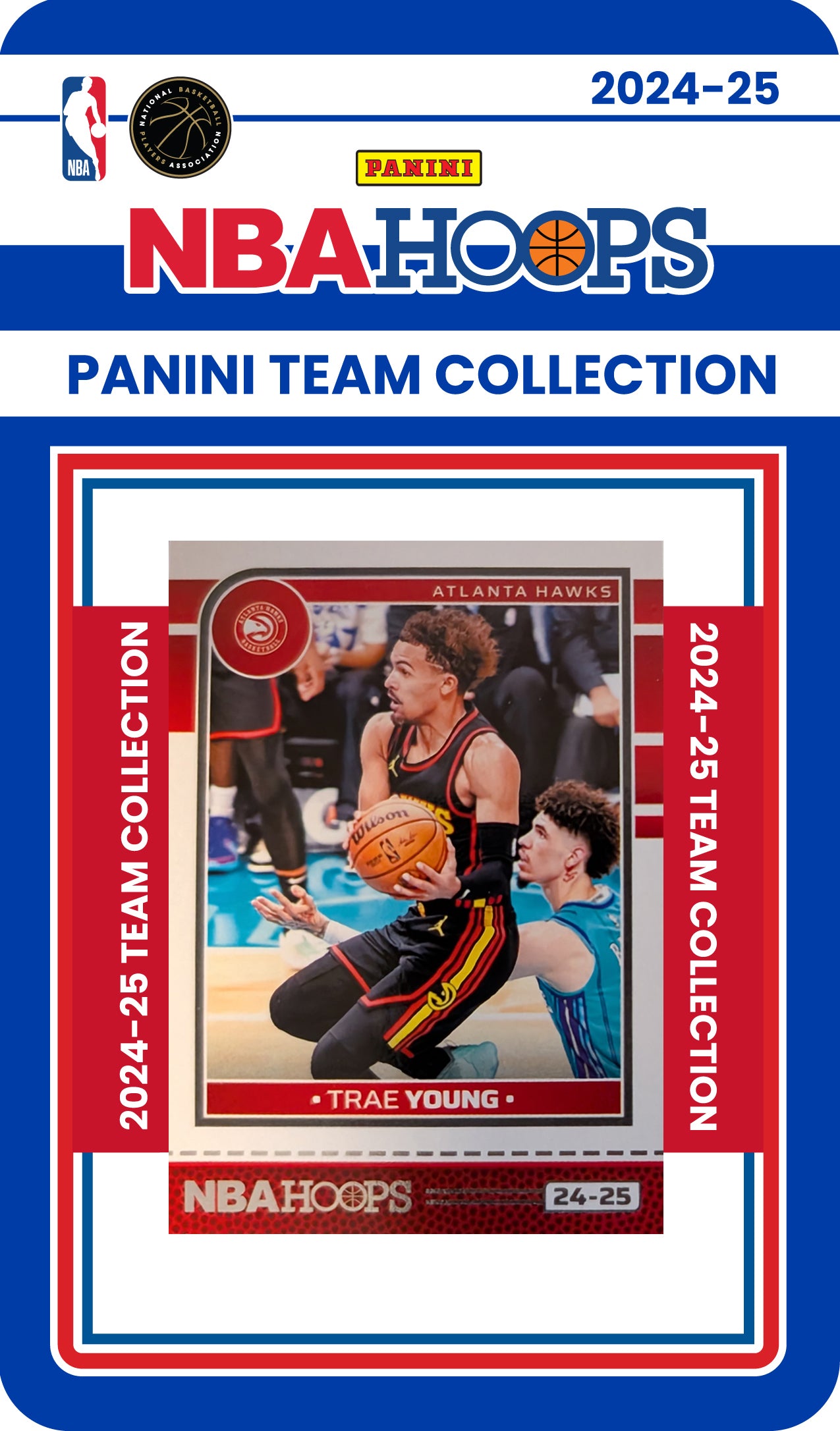 Atlanta Hawks Multiyear Pack 20 Cards Dominique Wilkins + 2024-25 HOOPS Team Set Trae Young plaque